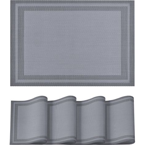 Set di 4 tovagliette grigie antiscivolo e resistenti al calore, lavabili. (1/5)