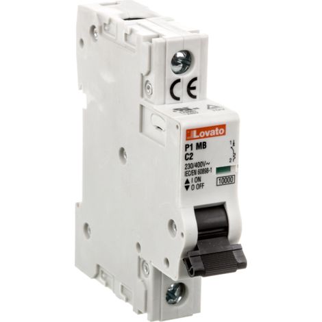 Interruttore automatico 1P 2A C 10kA CA P1MB1PC02