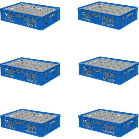 BRB 6x boîte en verre 600x400 mm, 24 lunettes jusqu’à 122 mm de hauteur/diamètre 87 mm, bleu