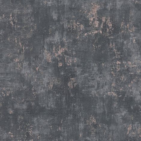 Papier peint aspect crépi Profhome 396703 papier peint intissé gaufré à chaud texturé avec une texture tangible et des accents métalliques noir rose-nacré 5,33 m2