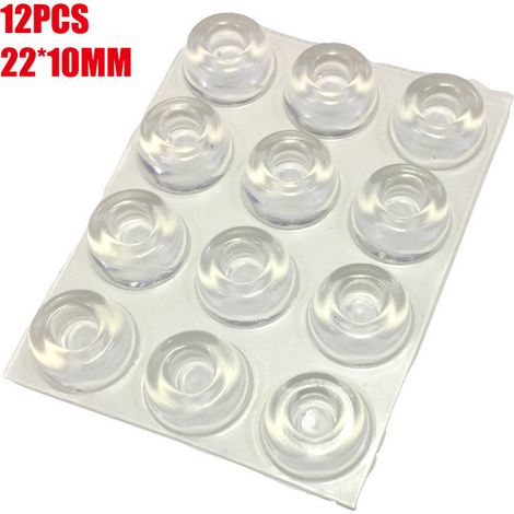 Patins anti-collision en PVC haute transparence 2210 mm pour meubles et armoires, absorbant le son, auto-adhésifs, antidérapants, anti-collision et amortissant les chocs (12 pièces) (1/5)