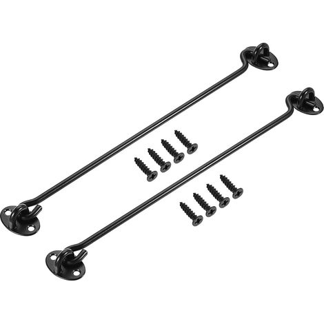 2 pcs 12" Kabinenhaken Öse Riegel Tortür Schwenkfensterhaken 201 Edelstahl mit Schrauben Schwarz (1/5)