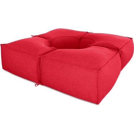 EVERGREENWEB Salotto da giardino Elegante, Tessuto di alta Qualit… Idrorepellente e sfoderabile - Pouf da esterno giardino, Outdoor & Indoor- Puff divano 4 pezzi 200x200 cm, Made in Italy ROSSO (1/5)