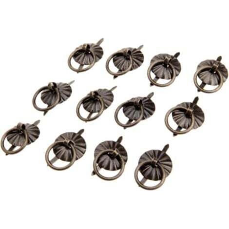 12 pièces petit anneau tire poignée boutons Antique Mini pour commode tiroir bijoux boîte en bois coffret coffre cadeau boîte à bagues (1/4)