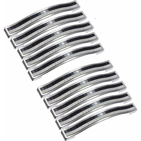 Lot de 10 poignées de placard en cristal brillant avec strass -Poignées de Meuble noir poignee de meuble cuisine Entraxe 96mm (1/5)