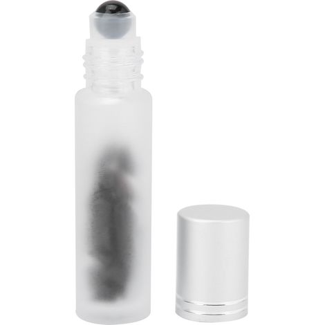 Lot en verre 10ml pour huile essentielle - Flacon rouleau givré professionnel soin santé, bille en obsidienne. (1/5)