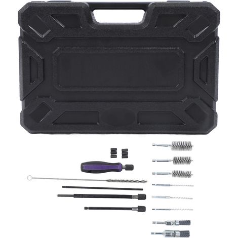 Ensemble de nettoyage d'alésage de perceuse à brosse métallique, 19 pièces, puissance torsadée pour Base d'injecteur de carburant, moteur de voiture