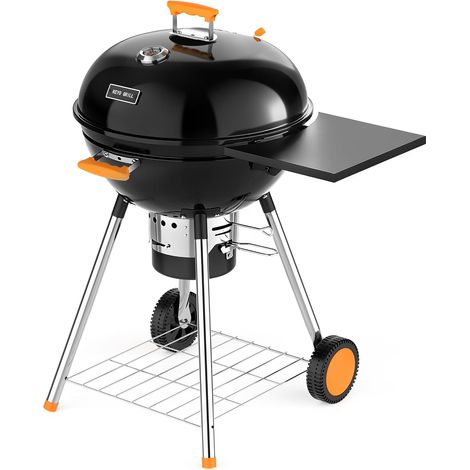 22.5" Barbecue Charbon de Bois avec Revêtement Émaillé Haute Densité Barbecue Portable Classique avec Table d'Appoint Pliable, Fumoir de Camping Sphérique pour Jardin, Abri, Terrasse- 348 Sq In (1/5)