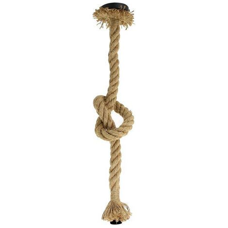 [JAMAIS UTILISÉ] Suspension vintage en corde de chanvre culot E27 – Longueur 150 cm – Monture en fer pour style industriel – SDVCOR01