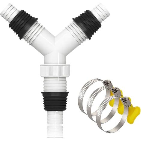 Tuyau de vidange double pour lave-linge - Adaptateur à mm avec colliers serrage 20 32 3 (1/5)