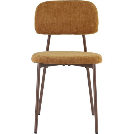 Lot 4 chaises salle à manger tissu ocre pieds métal brun 80x44x43 Azra (1/5)