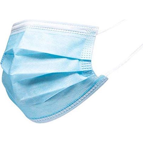 Lot de 50 masques de protection jetables souples à 3 couches  Antipoussière  Avec boucles d'oreilles  Bleu