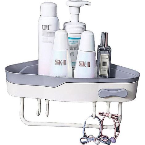 Étagère d'angle de douche pour salle de bain, porte-savon et shampoing, organisateur de rangement blanc (1/5)