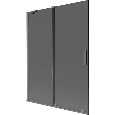 Mexen Velar pannello per vasca da bagno a 2 ante scorrevoli 130 x 150 cm, grafite, metallo canna di fucile - 896-130-000-41-95 (1/2)