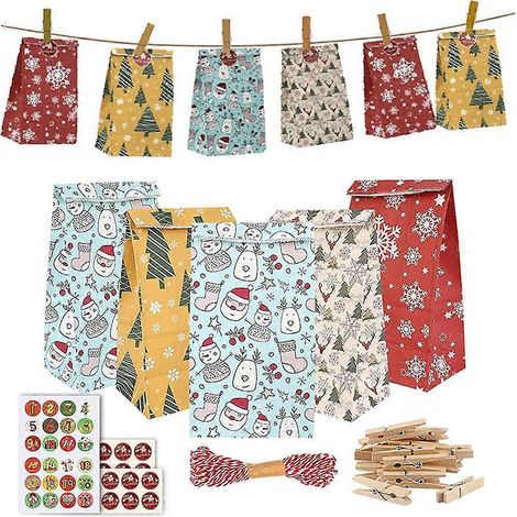 Sacs cadeaux en papier pour biscuits et bonbons, emballage de Noël, rangement de snacks (1/4)