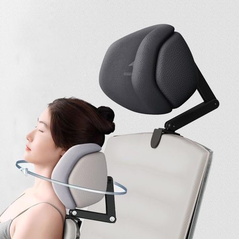 Kopfstütze für Bürostuhl, Nackenstützkissen für Computerstühle mit erhöhter Kopfstütze, praktisches Accessoire für Mittagspausen und Ruhepausen am Arbeitsplatz, schwarz (1/5)