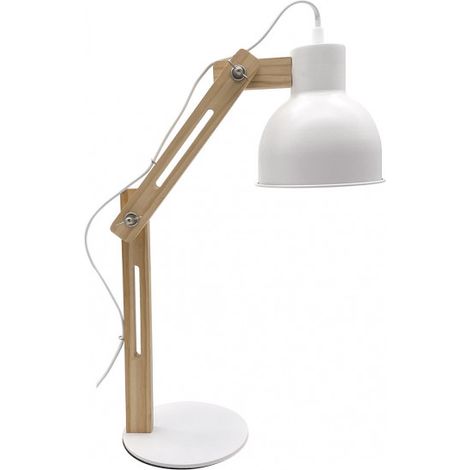 FABRILAMP 162071001 Lampada Baptista 1xe27 Bianco/faggio 46x14x35 Cm Snodabile (1/2)