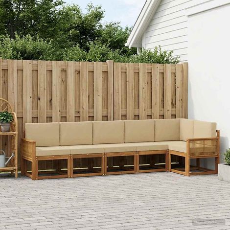 vidaXL Outdoor-Sofagarnitur 6 Stk. Natur und Beige Polyester (1/5)