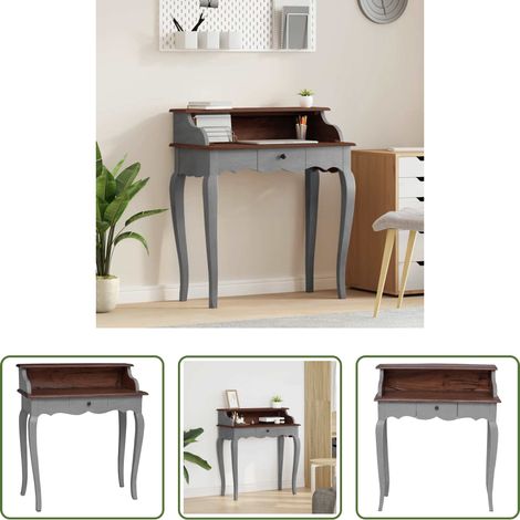Bureau ancien - Bureau d'écriture bois d'acajou massif 80x40x92 cm (1/5)