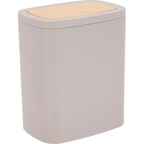 Bidone per rifiuti in abs + pvc bambù 5l - grigio chiaro - Tendance (1/4)