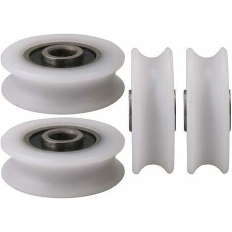 Stück 4x20x6,5x7,4 mm weiße U-Nut-Nylon-Rollen für Schiebetüren (Innendurchmesser 4 mm) (1/5)