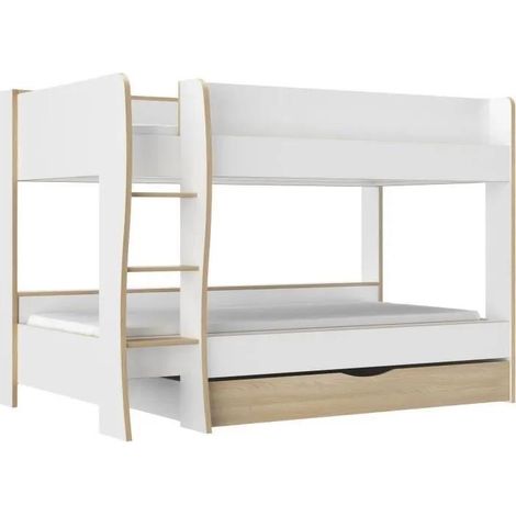 Gami ROOMY Etagenbett Weiß und Naturholz 90x200 cm