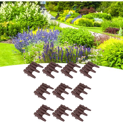 Paneles de valla cortos y escalonados de PP, 10 piezas, fáciles de montar, de color marrón, ideales para balcones, jardines y macizos de flores. (1/5)