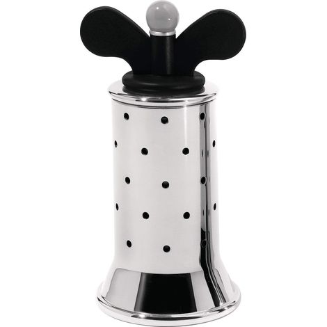 Alessi 9098 B Molinillo de Pimienta de Diseño con Aletas, Acero Inoxidable y Resina Termoplástica, Negro