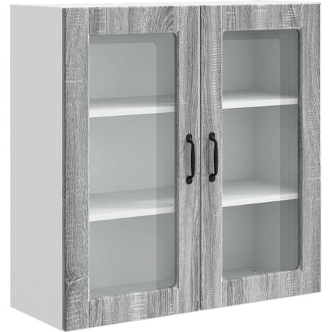 Maison Exclusive - Armario de vidrio para pared PORTO Gris Sonoma