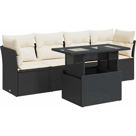 Maison Exclusive - Set de muebles de jardín 5 pzas y cojines ratá (1/5)