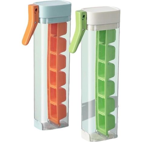 Lot de 2 bacs à glaçons à pression, 6 compartiments, petit moule avec couvercle, boîte de conservation des glaçons pour congélateur (1/5)