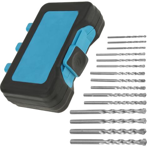 Jeu de 15 forets béton carbure 3-10mm pour brique carrelage, coffret plastique bleu (1/5)