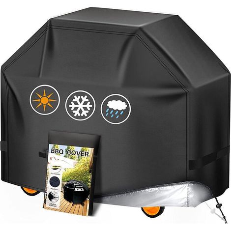 Housse de barbecue d'extérieur en tissu Oxford 420D, résistante aux UV et aux déchirures, universelle pour barbecues à gaz, dimensions 145 x 61 x 117 cm - durable et imperméable, noire (1/4)