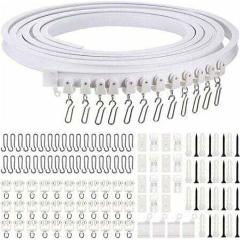 Rail De Rideau Souple - 5 M - PVC Nano Et Acier Doux - Pour Angles Variés Et Rideaux Lourds - Kit Complet (1/5)
