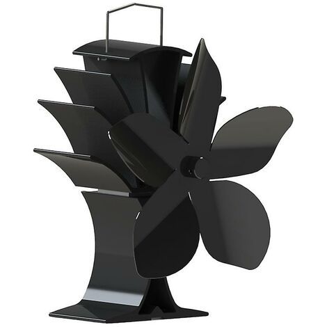 Accessoires pour cheminées et poêles Poêle à bois Ventilateur 5 Hélices 60-350°C Chaud Chaud Auto-alimenté Sans électricité Noir (1/5)