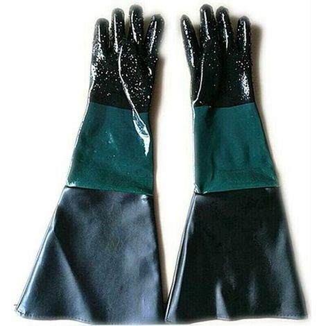 60 cm Sandstrahlhandschuhe aus Gummi, Arbeitshandschuhe für Sandstrahlkabinen, Schutzhandschuhe, schweißresistentes Baumwollfutter (1/4)