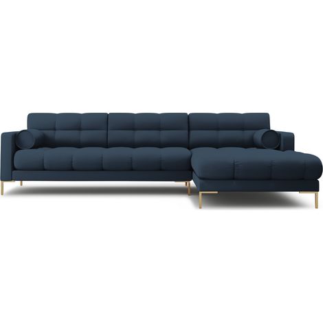Canapé d'angle droit 5 places en tissu structurel bleu (1/5)