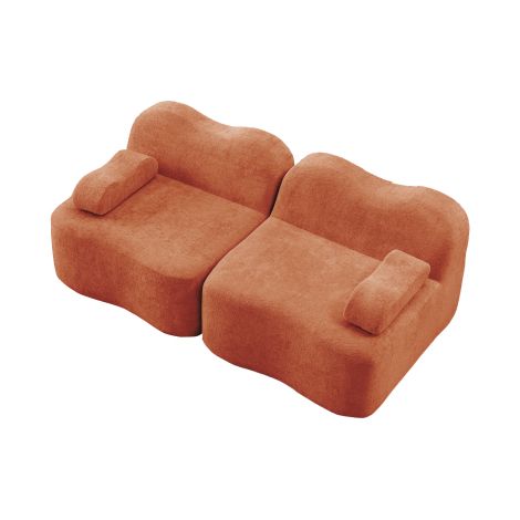 Canapé modulable 2 places sans structure rigide au design ondulé, doté d'une assise large et profonde ainsi que de coussins amovibles (accoudoirs/dossier)  adapté aux salons et appartements  aucun ass (1/5)
