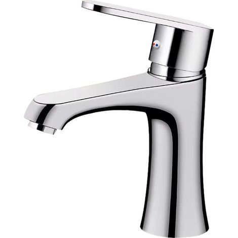 Robinet de lavabo toilettes invités, silencieux, eau froide, noyau de valve en céramique pour salle de bain laiton chromé, monocommande (1/4)