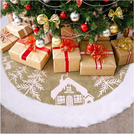 Tappetino Albero Natale Pelo Sintetico Rotondo 122 cm Beige (1/5)