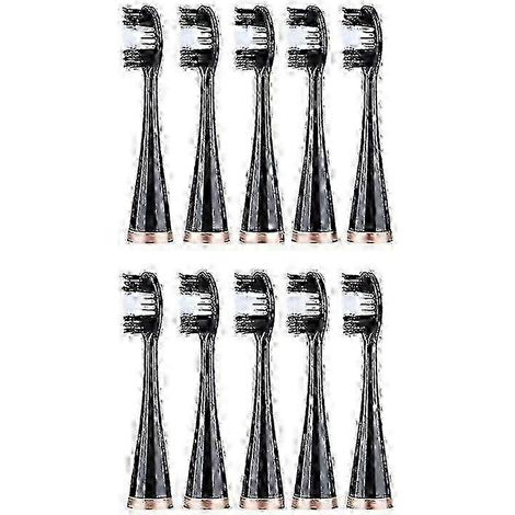 Lot de 10 têtes de rechange pour brosses à dents électriques, compatibles avec les brosses à dents électriques et les brosses à dents blanchissantes, alimentation secteur noire. (1/5)