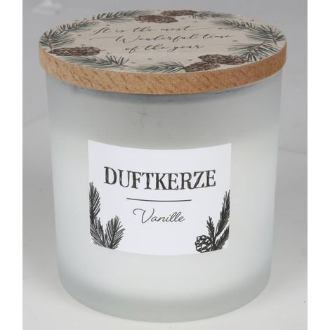 12x Duftkerzen Vanille Glas Holzdeckel Raumdüfte Innendekoration Lichter Frische (1/4)