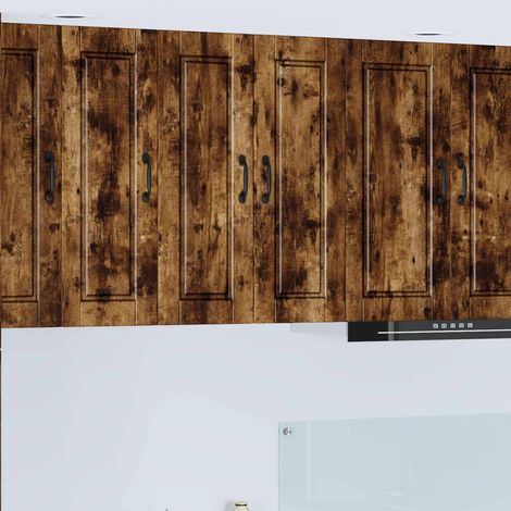 vidaXL Wall Cabinet PORTO 2 pcs Smoked Oak Engineered Wood (1/5)