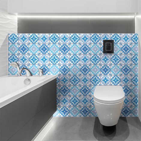 Sticker Mural Carrelage adhésif Cuisine Salle de Bain - 60 STICKERS CARREAUX DE CIMENT AZULEJOS MAEHA - 60stickers20x20cm (1/5)