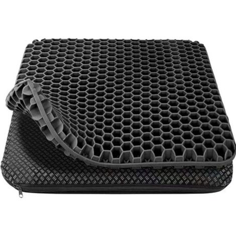 Coussin de siège en gel, orthopédique – doux et confortable avec housse en tissu lavable et antidérapante, adapté aux chaises de bureau, fauteuils roulants, sièges de voiture, noir