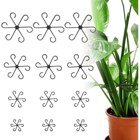 HOXILEELEOLot de 12 supports pour plantes - forme feuille - anneaux - tuteurs - accessoires croissance (1/5)