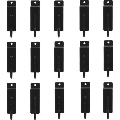 15 Pièces Crochets Robustes en Fer Noir pour Panneaux Muraux à Lattes, Supportant Outils et Objets Divers, pour Garages et Rangement Maison (1/5)