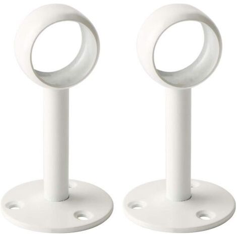 Support de tringle à rideaux 2 Pcs 26 mm – Acier inoxydable blanc brillant – Installation plafond avec vis – Usages multiples pour armoire et balcon