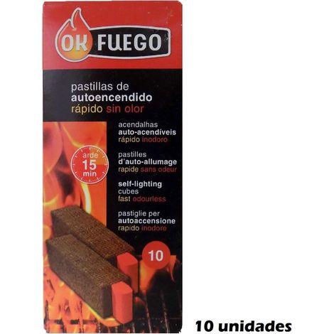 Pastillas autoencendido OK FUEGO Rápido sin olor - 10 pastillas