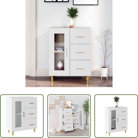 vidaXL Meuble de salle à manger - Buffet blanc 69,5x34x90 cm bois d'ingénierie (1/5)